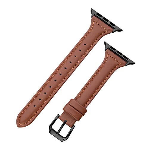SEURE Leather Band Compatible with Apple Watch Strap 38mm 40mm 41mm 42mm 44mm 45mm,Women Men slim soft Bracelet Wristband for Series 8/7/6/5/4/3/2/1/SE - Image 4