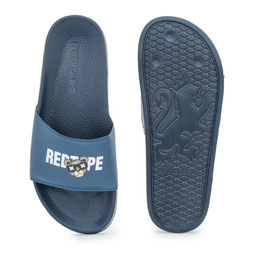 Image of Red Tape Womens Sliders in Slate Blue | Casual Pool Sliders | SLATE BLUE | 3 UK