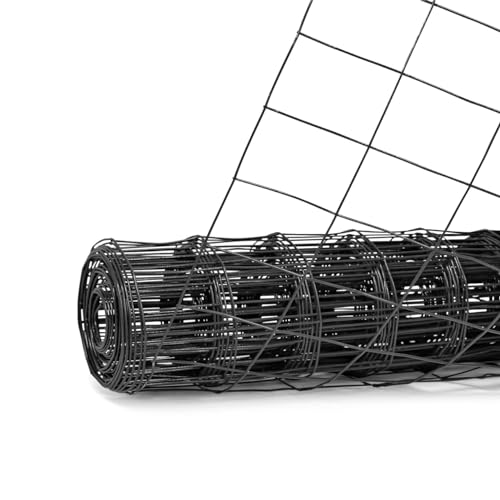 Fencer Wire 16 Gauge Green Vinyl Coated Welded Wire Mesh Size 2 inch X 3 inch, Black, 3x50 ft