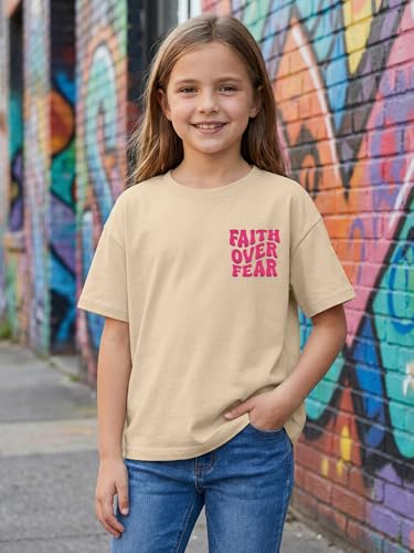 Image of Christian Shirts for Girls Faith Over Fear Shirt Religious Tees