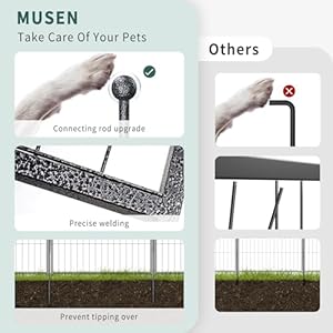 Musen Dog Playpen Indoor Outdoor, 16 Panels Dog Pen 32" Height Dog Fence Exercise with Doors for Large/Medium/Small Dogs, Portable Pet Playpen for Yard RV Camping, Hammer Paint Finish (Patent Pending) Musen Dog Playpen Indoor Outdoor 16 Panels Dog Pen 32 Height Dog Fence Exercise with Doors for LargeMediumSmall Dogs Portable Pet Playpen for Yard RV Camping Hammer Paint Finish Patent Pending