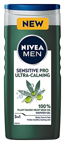 NIVEA MEN Sensitive Pro Dusch-Shampoo, milder Duschschaum für Körper, Gesicht und Haare, Herrenshampoo für empfindliche Haut mit Hanfsamenöl, 1 x 250 ml