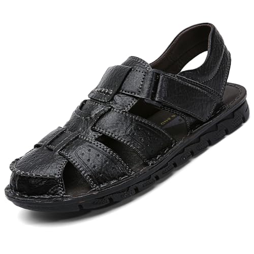 Men's Summer Handmade Leather Sandal Sport Sandals Closed Toe Outdoor Beach Shoes