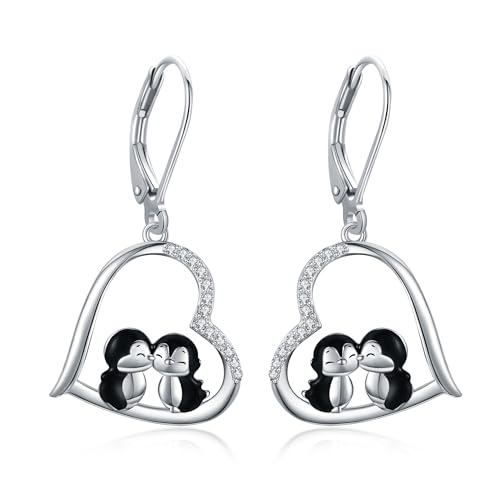Bijoux d'animaux pour femme : boucles d'oreilles pingouin argent