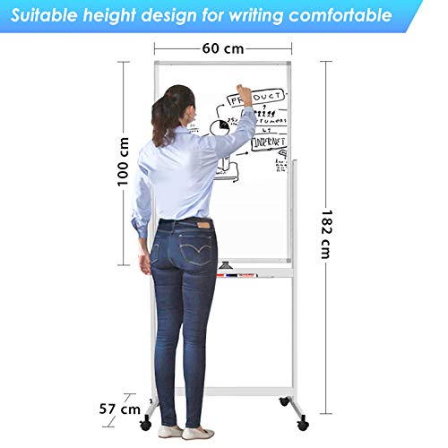 Magnetic Mobile White Board, 40 X 24 Double Sided Dry Erase Board Rolling Whiteboard Aluminum Frame Standing Whiteboard On Wheels #TOP2