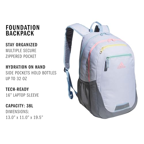 Image of adidas Foundation Backpack, Twill White /Pink Spark /Grey, OSFA