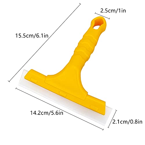 Image of CCyanzi Silicone Blade Small Squeegee, Shower Glass Squeegee, Window Tint, for Window, Bathroom Mirrors, Shower Door and Car Windshield, 5.5x5.5inch, Yellow (Pack of 3)