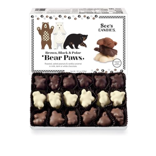 See's Candies 10.5 oz Black, Brown and Polar Bear Paws Assorted Chocolates