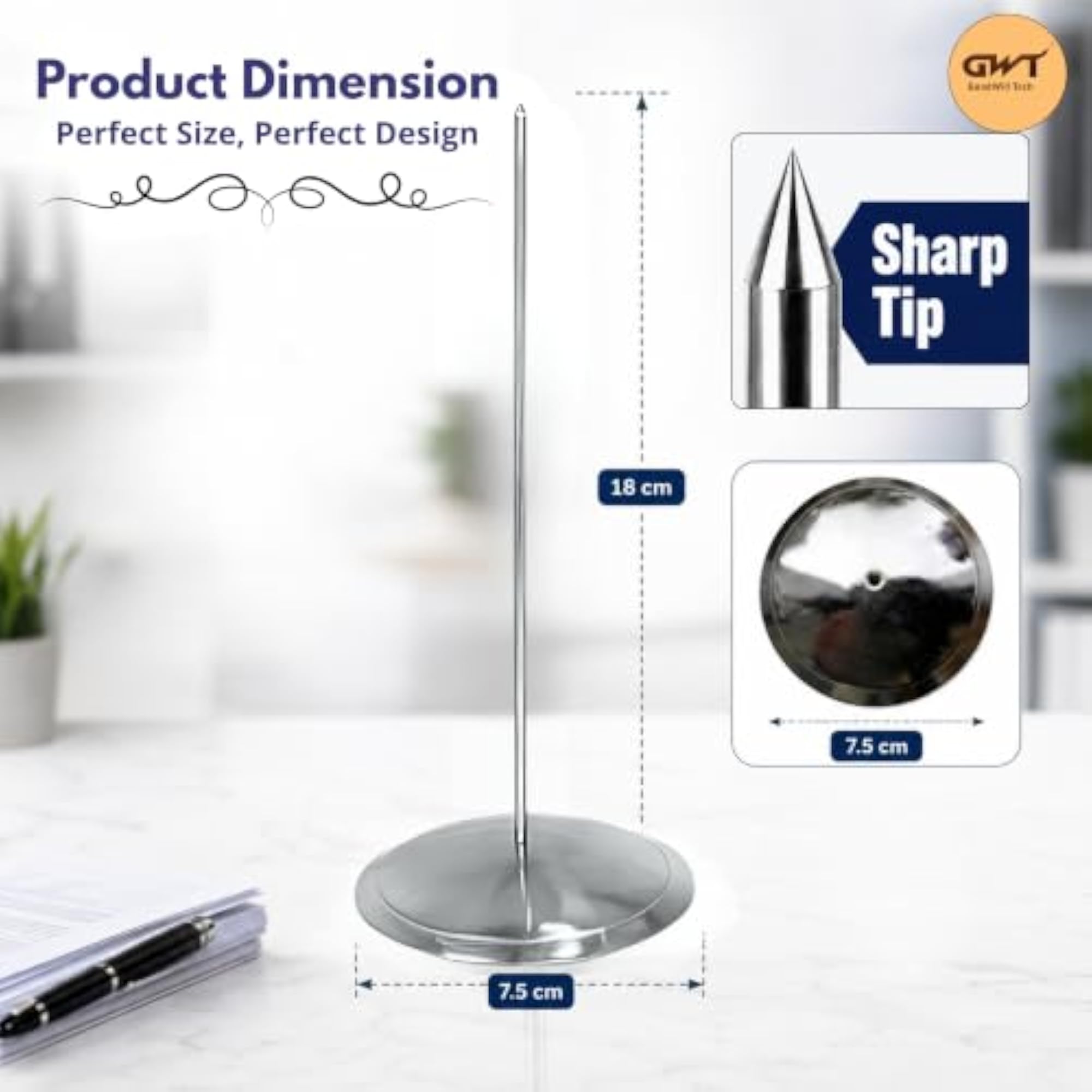 Stainless Steel Desk Straight Rod Paper Bill Fork