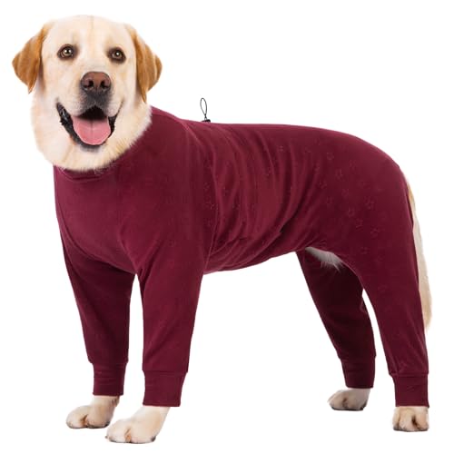 Axcimond Full Body Winter Coat - Fleece Sweater, Warm Pajamas, Jacket, Costume, Stretchy Sweatshirt, Onesie for Large Medium Dogs - Christmas Jumpsuit