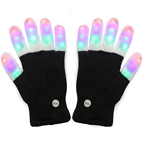 TKSTAR LED Gloves  Bright Children's Gloves Handschuh LED Flashing Colourful Finger Handschuhe 6 Modes 3 Colour LED Light for Christmas Disco Party Club Disc Concert Partita Birthday Gift