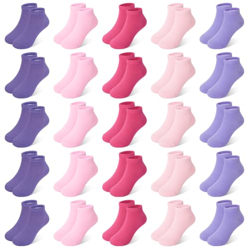 Image of 25 Pairs Girls Ankle Socks, Low Cut Toddler Kids Socks for Ages 1-14