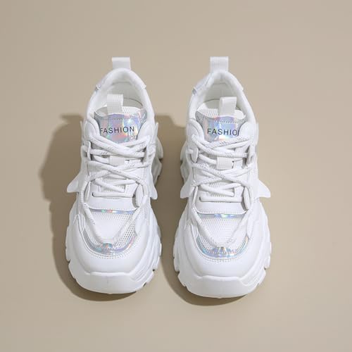 YAXE Women Platform Chunky Walking Shoes Comfortable Non Slip Lightweight Lace-Up Fashion Dad Sneakers3