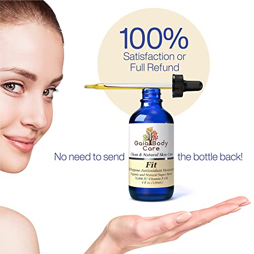 Gaia Body Care Organic Vitamin E Oil 75,000 Iu All Natural Body Oil For Dry Skin - Vitamin E Oil For Scars - Vitamin E Oil For Hair - Bath Oil For Dry Skin - 4Oz Large Bottle #TOP6