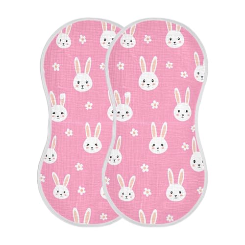 MCHIVER Easter Bunny Daisies Blush Baby Burp Cloths Cotton Washcloths Super Soft Absorbent Burping Rags for Baby Girls Boy Newborn Towel 1 Pack2