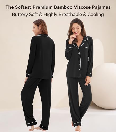 Image of WiWi Viscose from Bamboo Women's Pajamas Set Super Soft Button Down Top and Pants Sleepwear Cooling Pjs S-3X