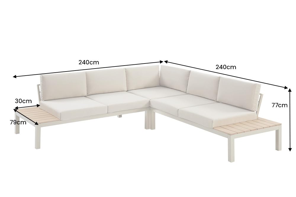Riess Ambiente Garten Sitzgruppe Miami Lounge - 240cm - Champagner Greige - Aluminium WPC - wetterfest Outdoor inkl. Kissen