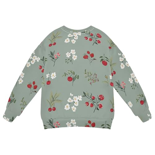 JUNZAN Funny Cranberries Fruit Sage Green Little Boys Hooded Sweatshirt Fleece Outerwear for Kids Camping 4T2