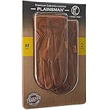 Plainsman Premium Cabretta Brown Leather Gloves Work, 2 Pairs, Medium