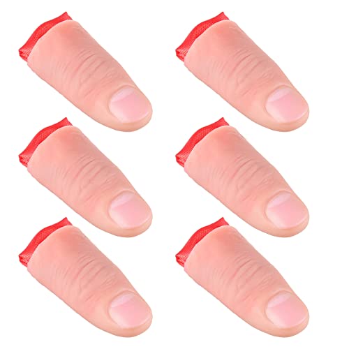 Skylety 6 Piezas Dedos de Pulgar Falso Dedos Mágicos de Plástico Dedos Cortados Realistas Accesorios de Rendimiento Mágico Juguete de Plástico de Truco de Magia con 6 Paños de Entrenamiento Rojo
