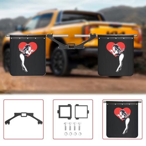 BST BSSP Universal 2\" Hitch Mounted Mud Flaps 24 * 24\" Thickened Fenders for Mudflaps Protects Trailers Trucks Adjustable 2\" 2.5\" 3\" Hitches Mounted Width & Height for Most Vehicles