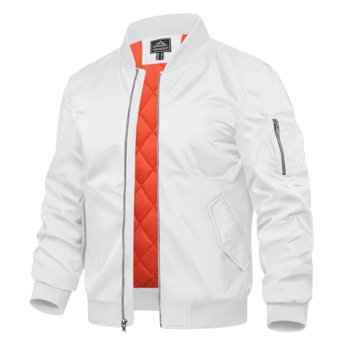 TACVASEN Mens Bomber Jacket Windproof Windbreaker Thermal Quilted Jacket Warm Winter Padded Coats