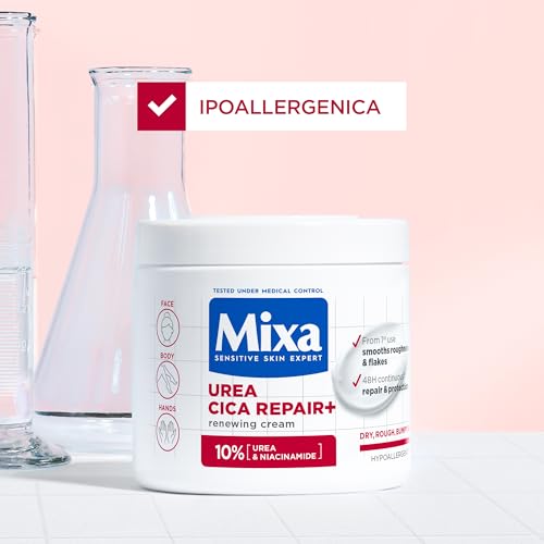 Mixa Crème Corporelle Urea CICA Repair+ pour Peaux très sèches avec 10% de [urée + panthénol] Lisse, réduit la rugosité et apaise - Convient aux Peaux sensibles - 400 ML