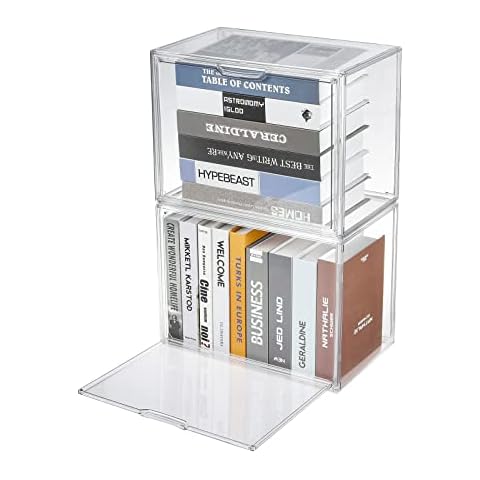 FABROK Clear Book Storage Organizer Box Cover