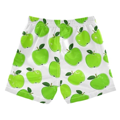 DOMIKING Green Fruits Leaves White Toddler Boys' Swim Trunks Mesh Lining Swim Shorts for Beach Pool Gym Adjustable Waist2