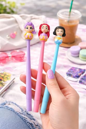 Image of GIFTS- Demon Hunter Ball Pen Set of 3 | Cute Anime Character Pens | Smooth Writing Blue Ink Pens | Cartoon Figure Pens for Kids, Girls, School & Gift Use