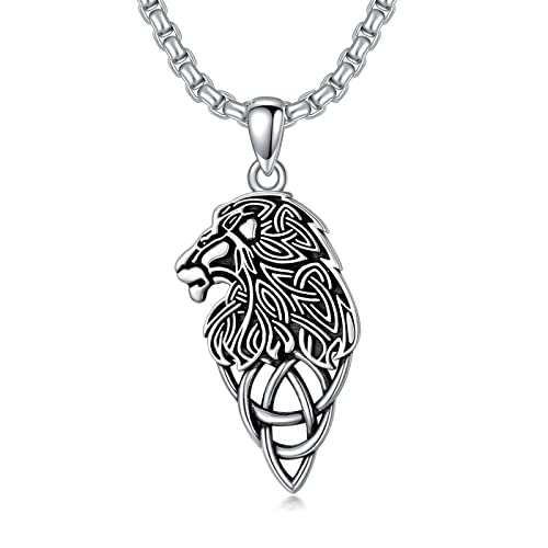 Animal Necklace 925 Sterling Beast Pendant Irish Celtic Knot Necklace Pendant Fathers Day Birthday Christmas Gifts for Men