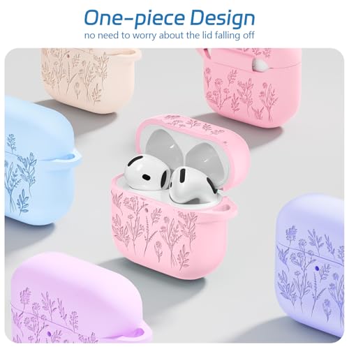 Image of for Airpods 4 Case, Ekoonpft Flower Engraved Cases for Apple AirPods 4th Generation 2024, Soft Silicone Cover for Women Girly with 3-in-1 Cleaning Kit & Keychain, Anti-Scratch, Shockproof