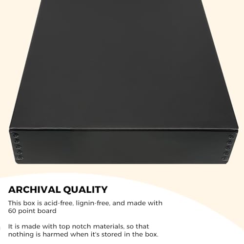 Image of Golden State Art, Drop Front Archival Storage Box, 11.75 inchx15.25 inchx3 inch-Black | Acid-Free 11x14 Museum Photo Storage Box with Metal Edge, Preserve Documents, Prints, Poster, Photographs, Arts And Crafts