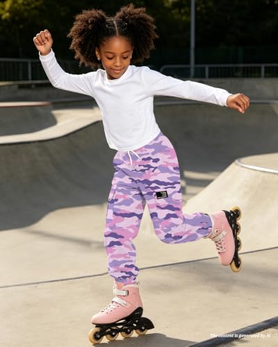 Image of Betusline Girls Fall Winter Clothing Sets, Long Sleeve Crop Top & Cargo Jogger Pants 2 Piece Outfit Sets,4T-14Y