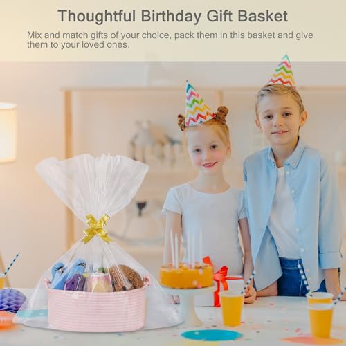 Image of Small Empty Gift Basket with Bag & Ribbons, Light Pink
