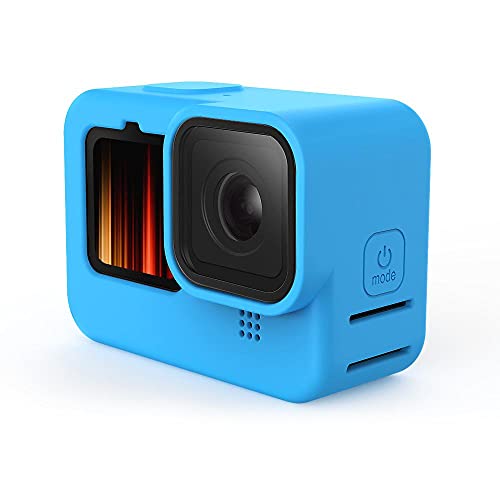 Capa de Silicone Compatível com GoPro Hero 11/10 / 9 Black + Tampa para Lente + Cordão Cor Azul