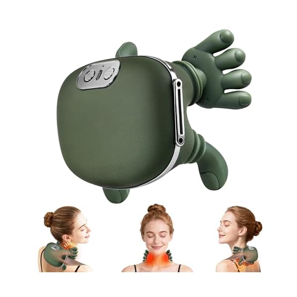 Omumax Neck Massager with Heat, Wireless Human-Like Massage, Green
