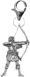 pp-g65 Archer (Robin Hood) fine lead free English Pewter charm fitted to a 925 stamped sterling Silver lobster clasp and hoop