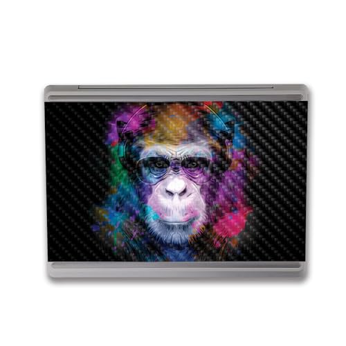 Image of MightySkins Carbon Fiber Skin Compatible with Microsoft Surface Laptop Go 3 (2023) Full Wrap Kit - Neon Monkey | Protective, Durable Textured Carbon Fiber Finish | Made in The USA