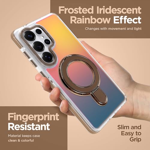 Image of Magnetic for Samsung Galaxy S26 Ultra Case with Stand [Compatible with Magsafe] [Cute Fluorescent Design] [1 Screen Protector] Slim Translucent Matte Case for Galaxy S26 Ultra 6.9 inch, Desert