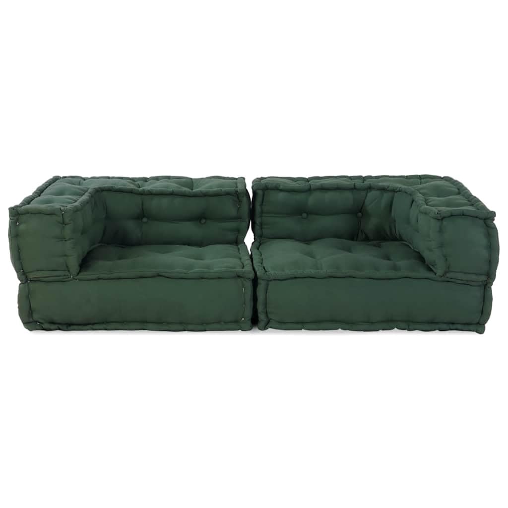 Hothingwell Sofá Modular 2 Plazas de Tela Verde 140x70x36 | Algodón Suave, Relleno de Espuma, Reconfigurable, Ideal para Sala y Porche