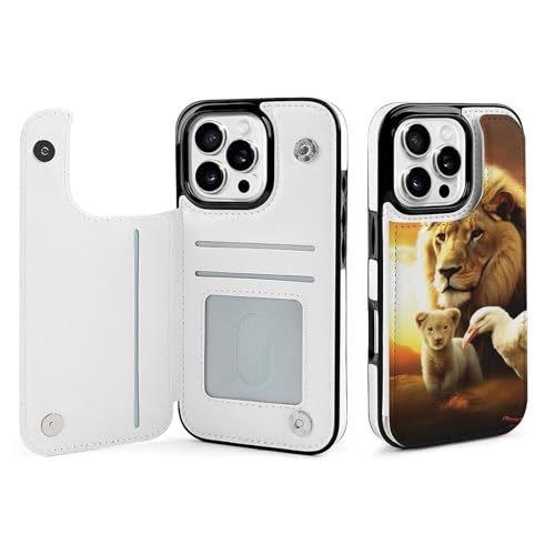 Étui portefeuille iPhone 16 Pro à rabat en cuir avec fentes pour cartes