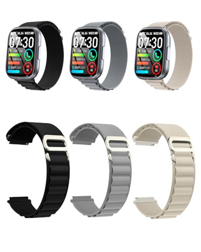 3 Packs de Correas de Nylon para Reloj Inteligente Poounur T80 miniatura 1
