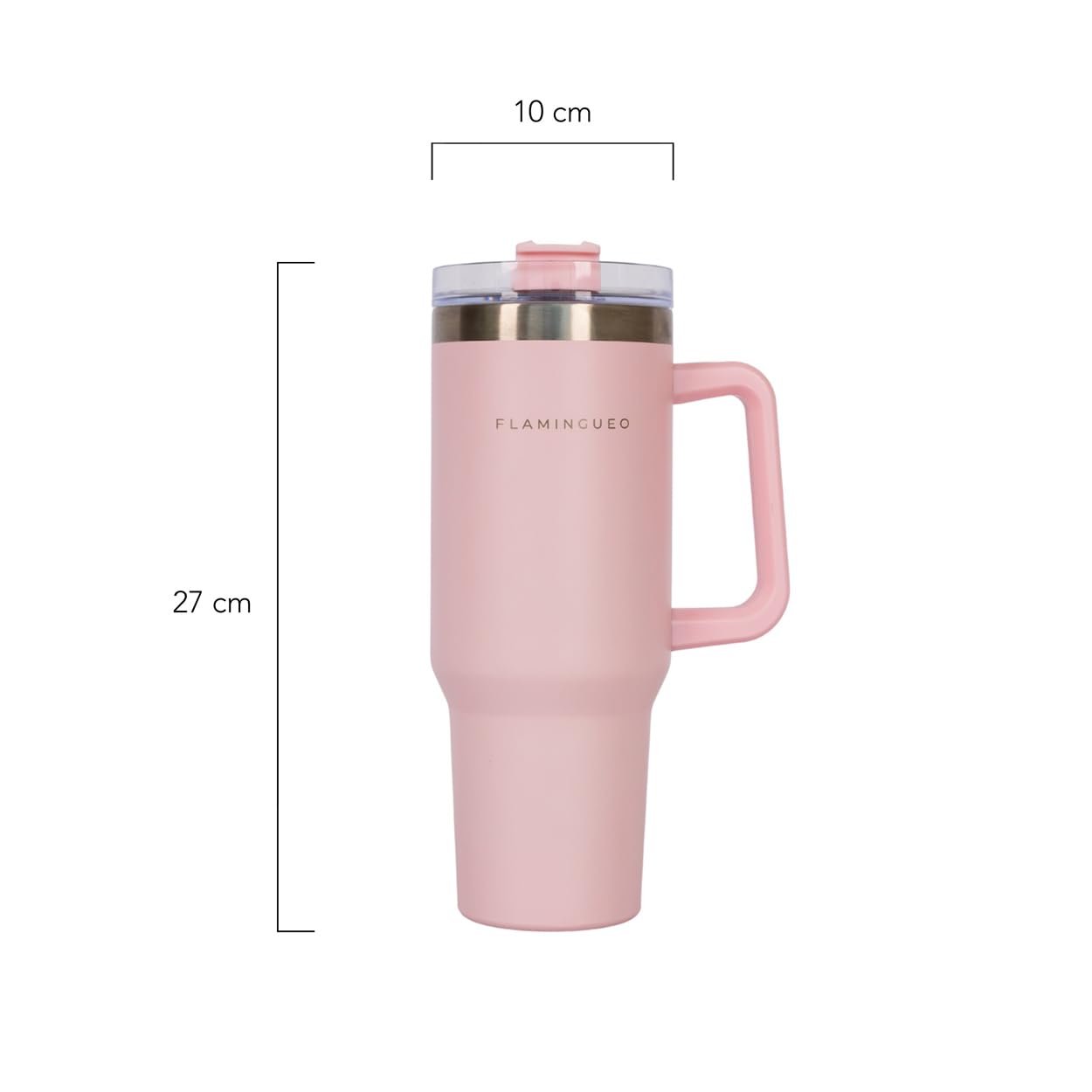 Flamingueo Borraccia con Cannuccia 1,18L - Borraccia Termica - Bevande Fredde 24h e Calde 10h - Acciaio Inossidabile - Con Manico - Tazza Termica - Rosa