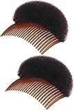 2Pcs Brown Women Soft Sponge Foam Hair, Clip Hair Comb Braid Tool Styling Accessories, Base Inserts Bump Up Hair Pads Styling Stick Bun Maker Braid Tool Barrettes, Bun and Crown Shapers