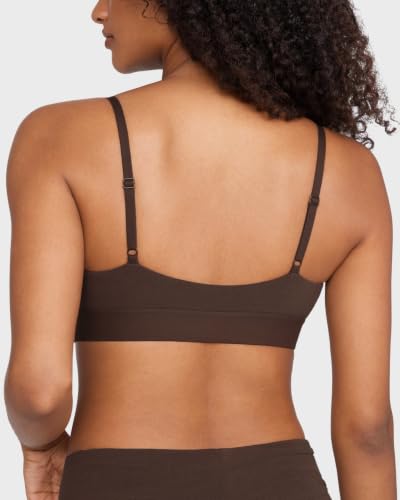 Image of INLYRIC Women's Cotton Bralette - Wireless Unlined Sleep Comfortable Seamless Cami Bra