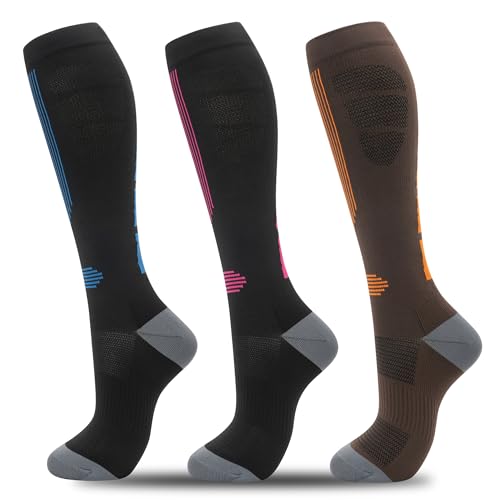 Image of fenglaoda Compression Socks for Women Men 3 Pairs Graduated Compression Support Circulation Socks for Nurses