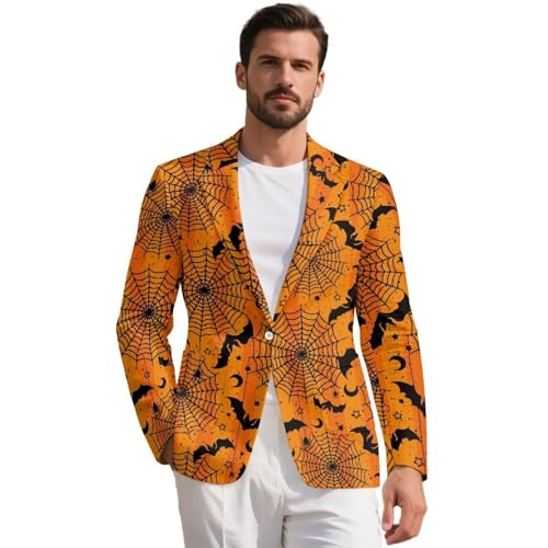 Mens Halloween Sport Jacket S-5XL Regular Fit Men's Suit Jacket for Party Wrinkle-Free Blazer Men with Pockets