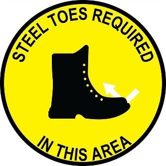 Graphical Warehouse Steel Toes In This Area Floor Sign-34"