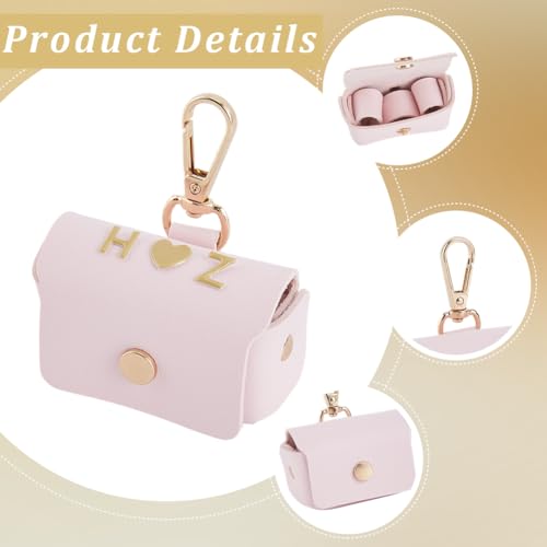 Estuche rosa para anillos de boda en piel sintética con pegatinas de personalización 7